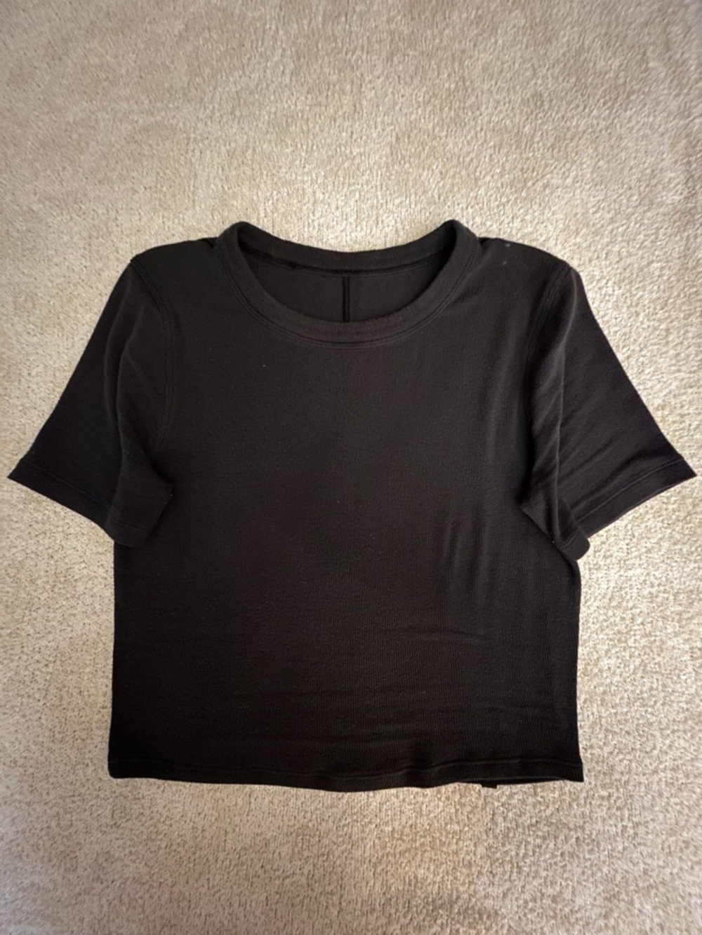 Lululemon Hold Tight Cropped Tee Black Size 4 Fitted Ribbed Top